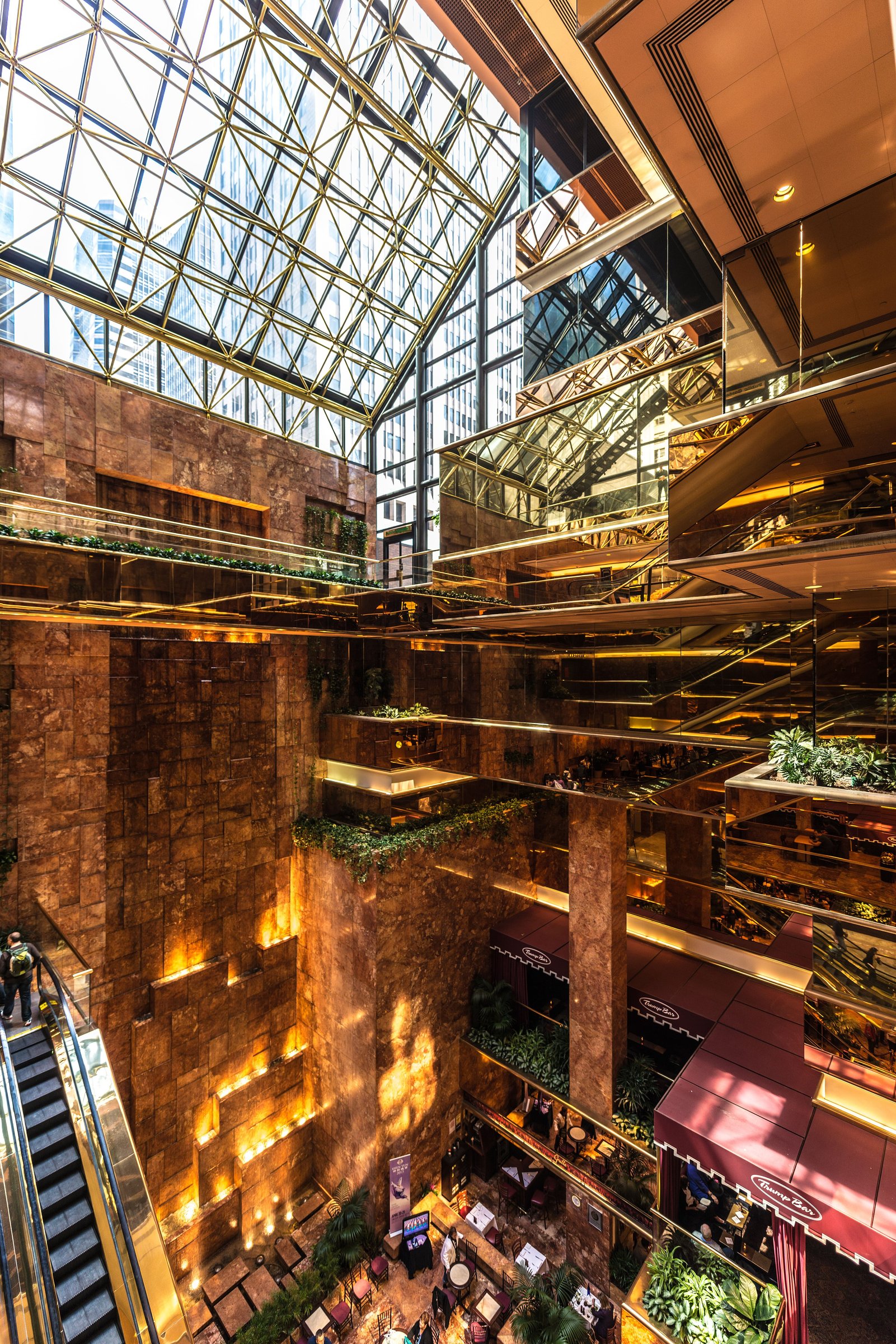 The gold atrium at 725 Fifth Avenue