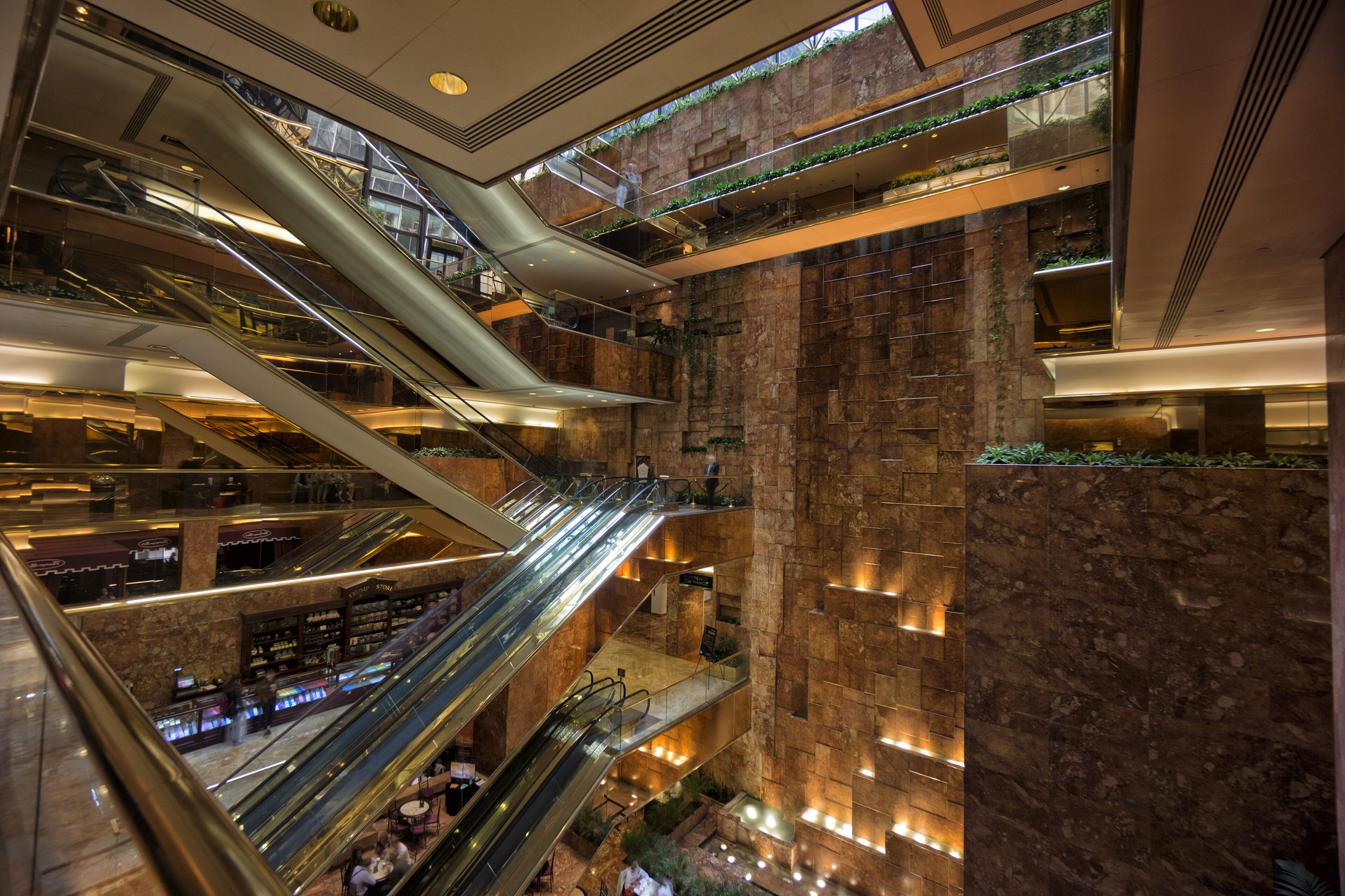 Gold lobby and atrium interior